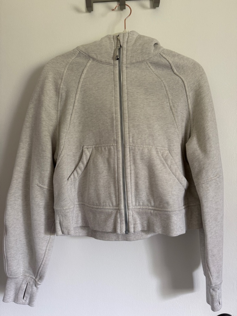 lululemon athletica Light Gray Zip Cropped Hoodie